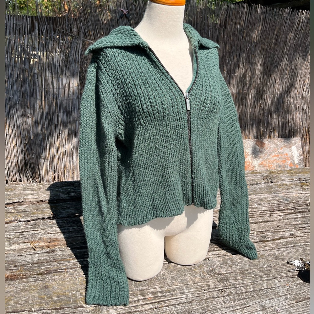 Cerutti 1881 Forest Green Zip-Up Sweater
